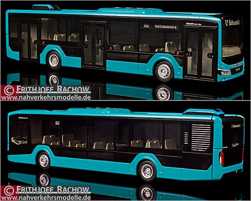 Rietze Busmodell Artikel 75302 M A N Lions City 12 2018 Vorführdesign blau