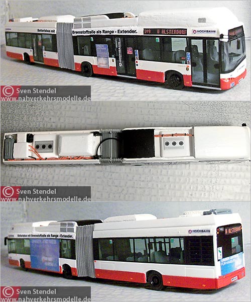 Rietze Busmodell ArtikelEigenumbau Solaris BZ Brennstoffzellen-Hybridbus HHA Hamburg