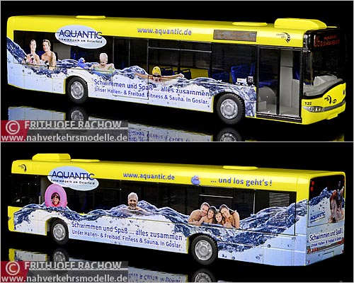 Rietze Busmodell Artikel 65953 Solaris U 12 Stadtwerke Goslar mit Werbung für Aquantic