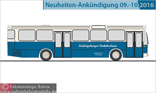 Rietze Busmodell Artikel 74301 Mercedes-Benz O 305 StÜLB Ludwigsburger Verkehrslinien