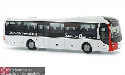 Rietze Busmodell Artikel 65834 M A N Lions Regio Saar Pfalz Bus G m b H Saarbrücken SaarLuxBus