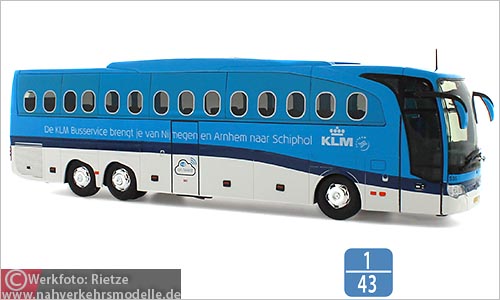 Rietze Busmodell Artikel 66355 Mercedes-Benz Travego M K L M Royal Dutch Airlines