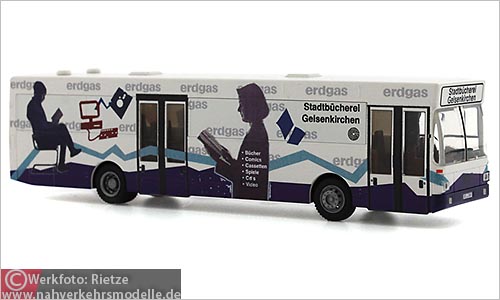 Rietze Busmodell Artikel 72103 M A N S L 202 Stadtbücherei Gelsenkirchen