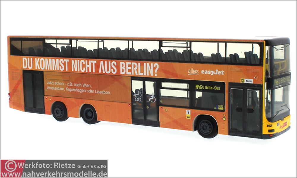 Rietze Busmodell Artikel 67781 Neoman M A N Lions City D D Doppeldecker D L Null 7 Berliner Verkehrsbetriebe easyjet