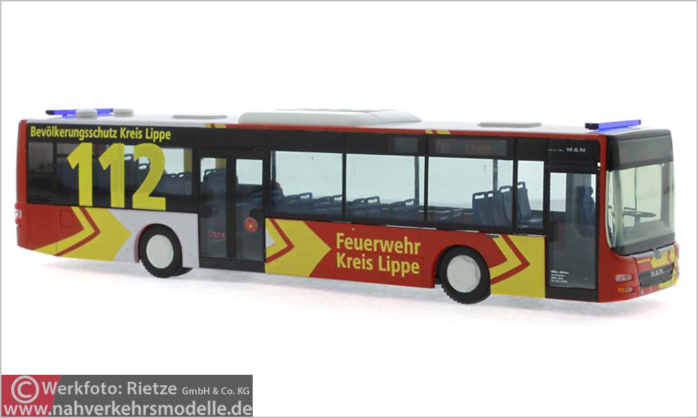 Rietze Busmodell Artikel 73906 M A N Lions City Ü 2015 Feuerwehr Kreis Lippe