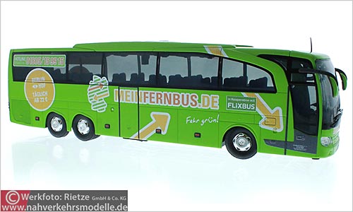 Rietze Busmodell Artikel 14128 Mercedes-Benz Travego Mein Fernbus Flixbus Eichberger Reisen