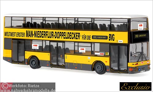 Rietze MAN ABB Henschel DN 95 BVG Berlin Busmodell Modellbus Modellbusse Busmodelle Doppelstockbus Doppeldecker