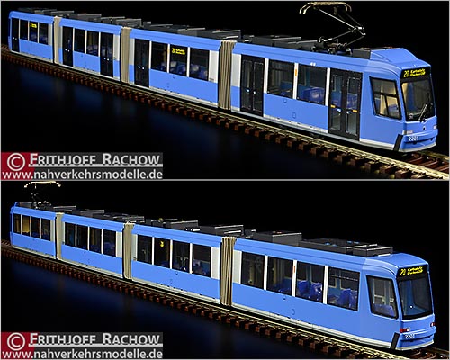 Rietze Linie 8 Straßenbahnmodell Artikel stra01025 Adtranz G T 8 N 2 Münchner Verkehrsgesellschaft M V G