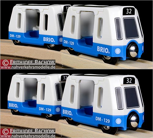 Brio Holzeisenbahn Artikel 33725 Doppeltraktion Straßenbahn blau aus dem Travel Ferry Set