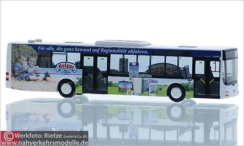 Rietze Busmodell Artikel 72727 M A N Lions City Stadtbus Crailsheim Hofgut Hohenloher Molkerei