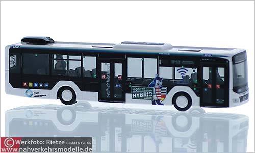 Rietze Busmodell Artikel 75311 M A N Lions City 12 2018 Hybrid Stadtwerke Neu-Isenburg