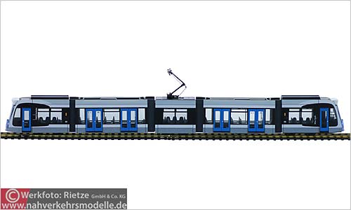 Rietze Linie 8 Straßenbahnmodell Artikel STRA01072 Siemens Combino Stadtwerke Ulm Wagen 44 Max Eyth