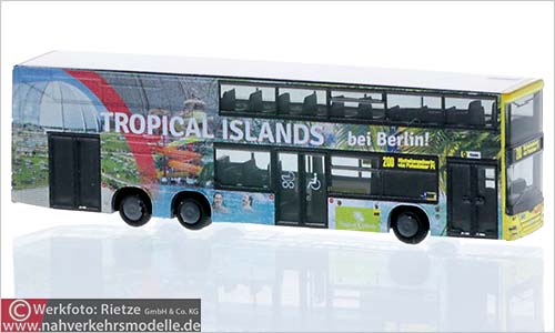 Rietze Busmodell Artikel 16992 M A N Lions City D L 07 Berliner Verkehrsbetriebe Tropical Islands 1 zu 160